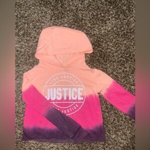 Pink, peach, and purple Tie dye crop Justice sweatshirt. Size 8.